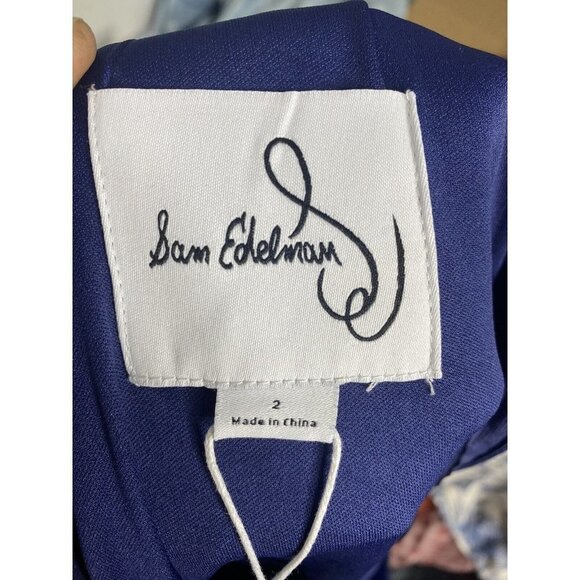 Sam Edelman Womens Faux Wrap Wide‎ Leg Tied Waist Navy Blue Jumpsuit Size 2 - Picture 5 of 8